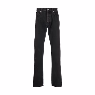 KENZO FW22 Black Slim Fit Jeans with Solid Logo Patch for Men FC65DP1019EJ-99