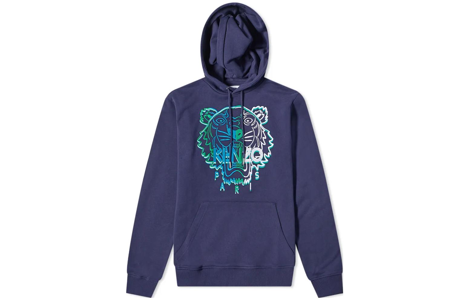 KENZO FW22 Blue Embroidered Tiger Hoodie FC65SW3424XF-76