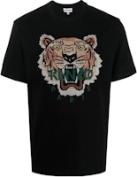 KENZO FW22 Classic Tiger Logo Embroidered Black T-Shirt Men. FC65TS2404YE-99 KENZO FW22 Classic Tiger Logo Embroidered Black T-Shirt Men. FC65TS2404YE-99