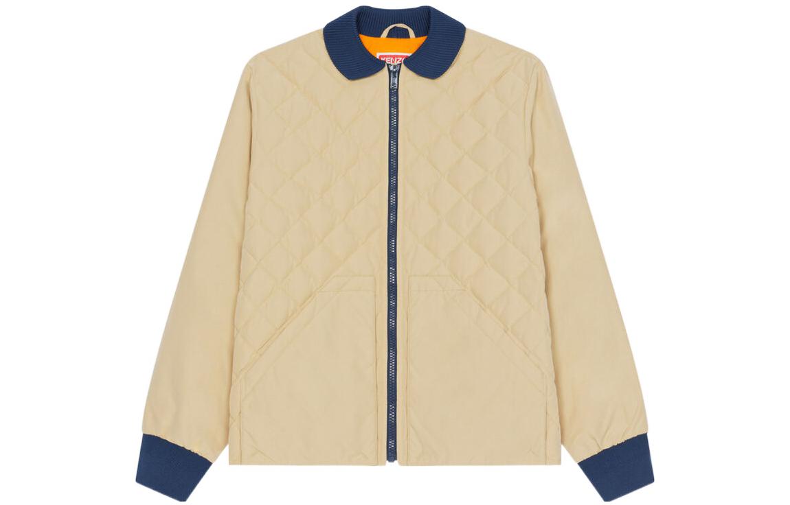 KENZO FW22 Colorblock Logo Patch Lightweight Zip Jacket Khaki Men FC65BL1289NE-11