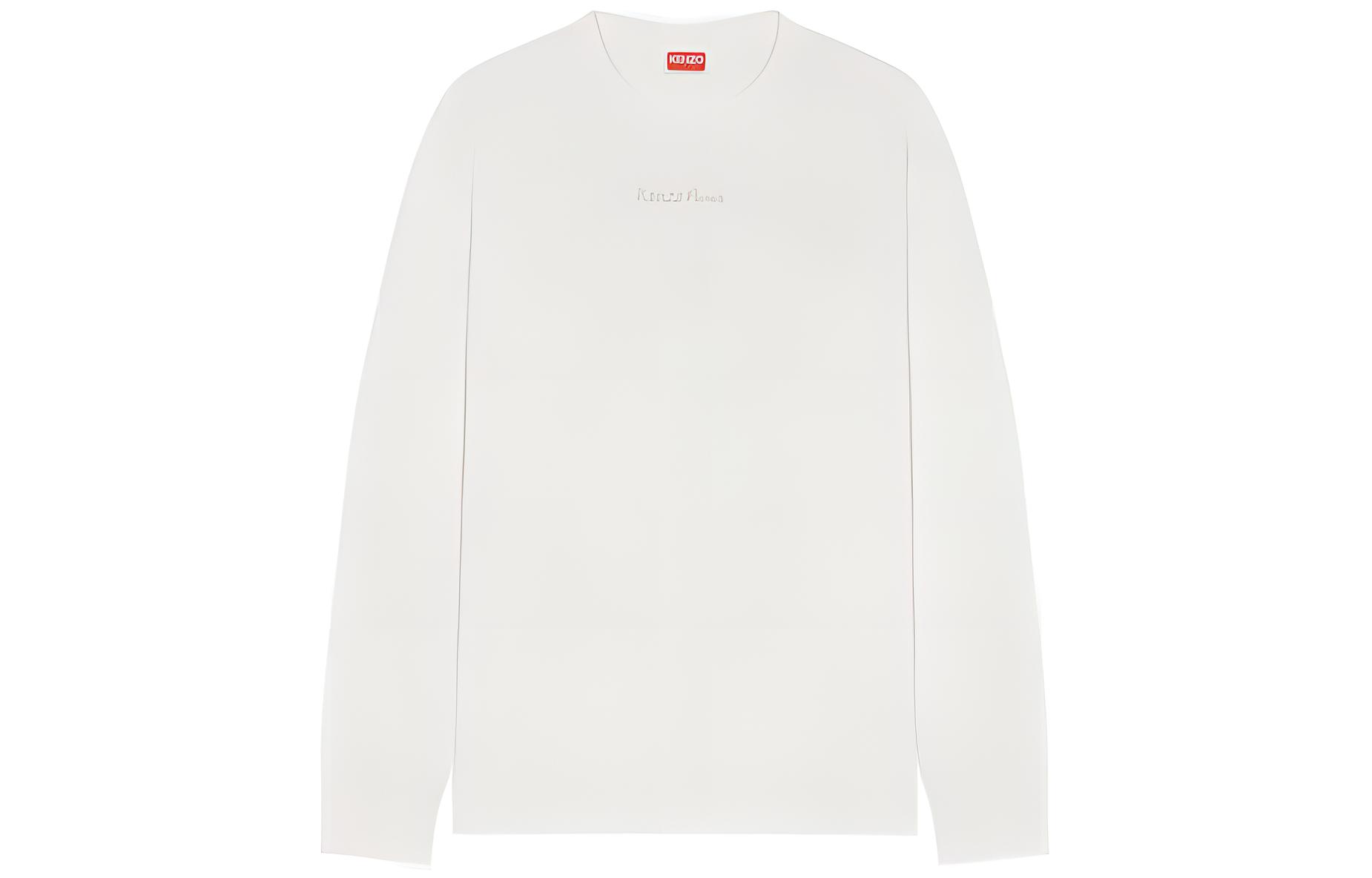 KENZO FW22 Eiffel Tower Print Long Sleeve Crewneck T-Shirt White () FC65TS1014SY-51-WH