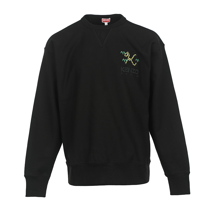 KENZO FW22 Embroidered Logo Crewneck Pullover Sweatshirt Black FC65SW4214ME99J
