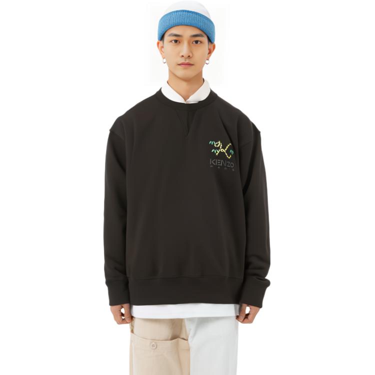 Purchase KENZO FW22 Embroidered Logo Crewneck Pullover Sweatshirt Black FC65SW4214ME99J