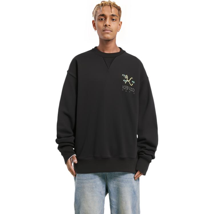 Details for KENZO FW22 Embroidered Logo Crewneck Pullover Sweatshirt Black FC65SW4214ME99J