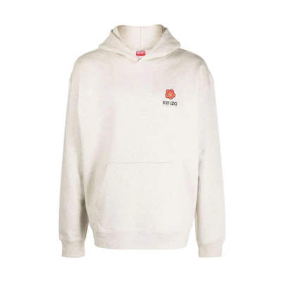 KENZO FW22 Floral Logo Print Hoodie Grey Pullover Sweatshirt. FD55SW4444ME-93