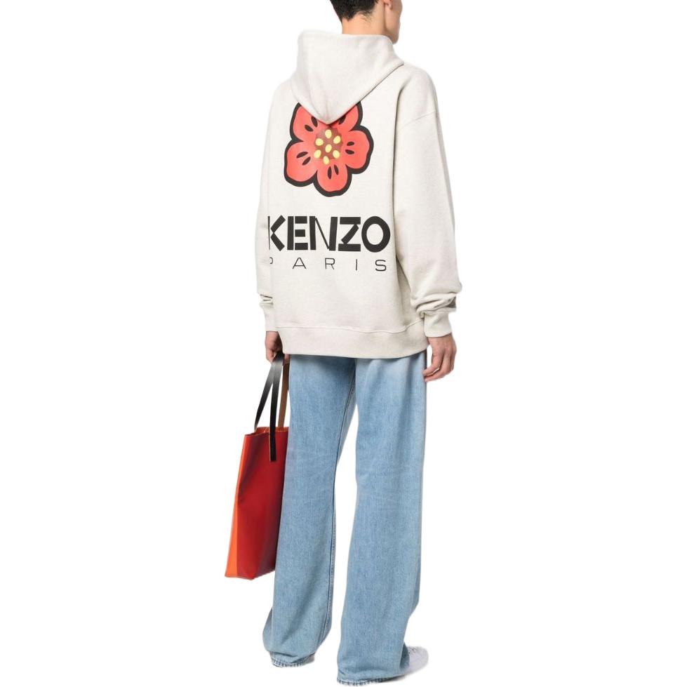 KENZO FW22 Floral Logo Print Hoodie  Grey Pullover Sweatshirt. FD55SW4444ME-93 圖 5