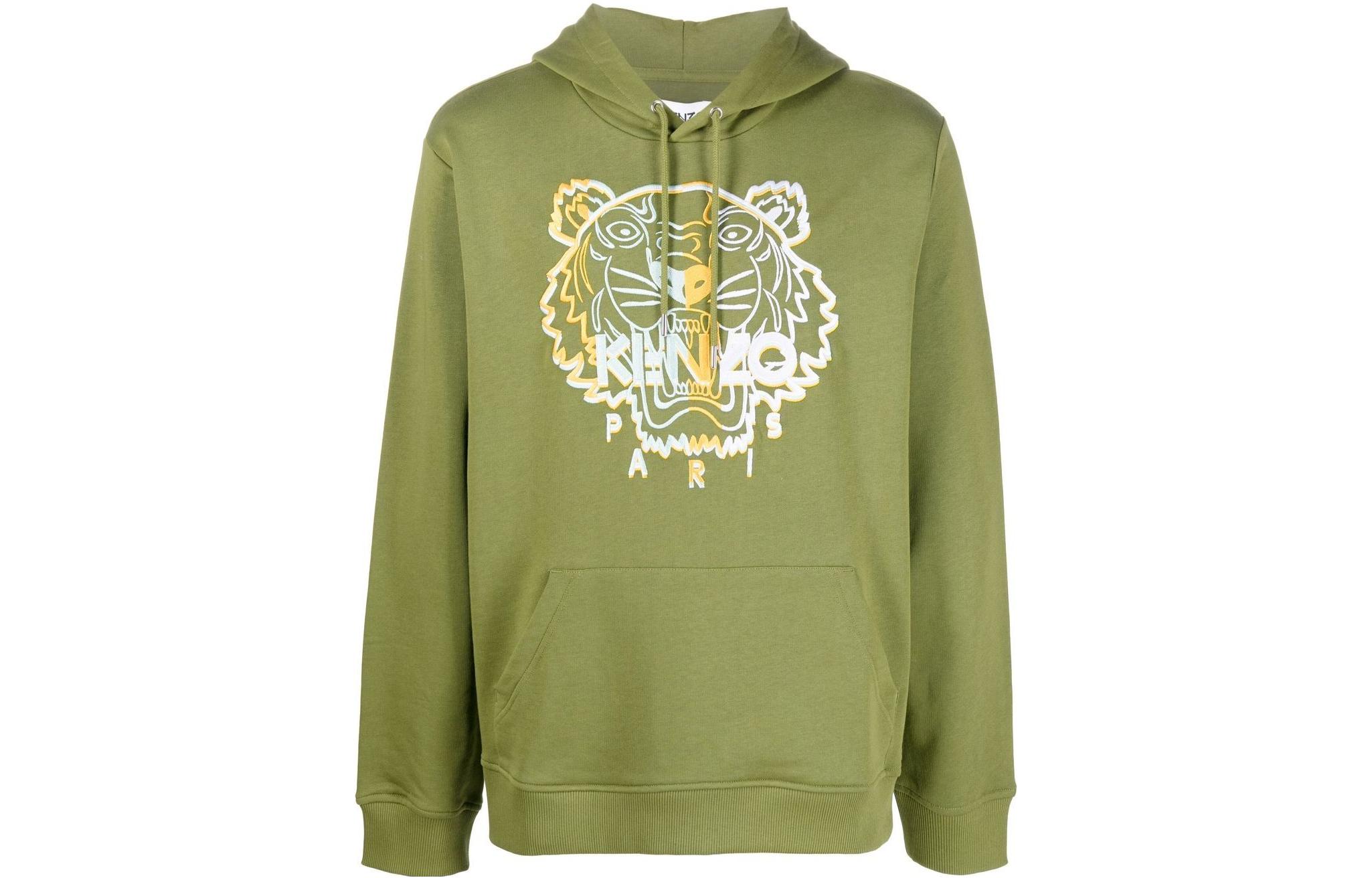 KENZO FW22 Green Tiger Print Hoodie Long Sleeve Sweatshirt FC65SW3424XF-49