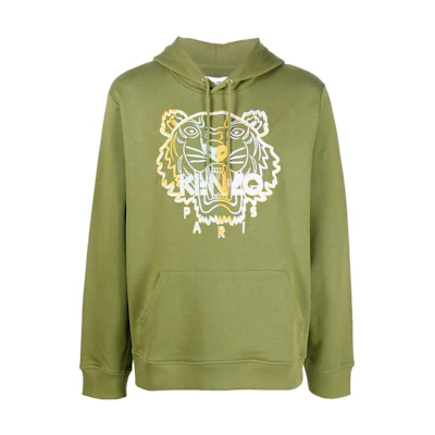 KENZO FW22 Green Tiger Print Hoodie Long Sleeve Sweatshirt FC65SW3424XF-49