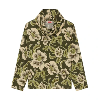 KENZO FW22 Jungle Camo Floral Funnel Neck Pullover Sweatshirt Deep Khaki Men FC65TO4079K7-51