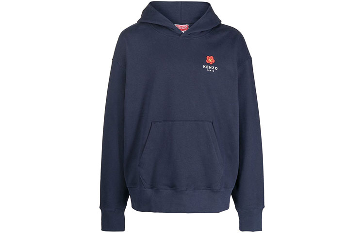 KENZO FW22 Logo Floral Print Pullover Hoodie Blue 秋季 FC65SW4604ME-77