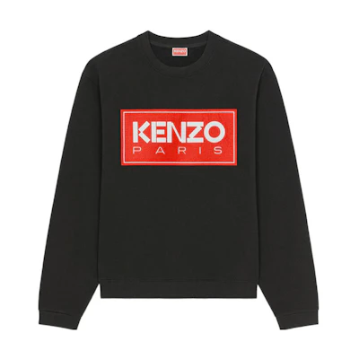 KENZO FW22 Logo Patch Crewneck Black Sweatshirt Fall Collection. FC65SW4164ME-99J