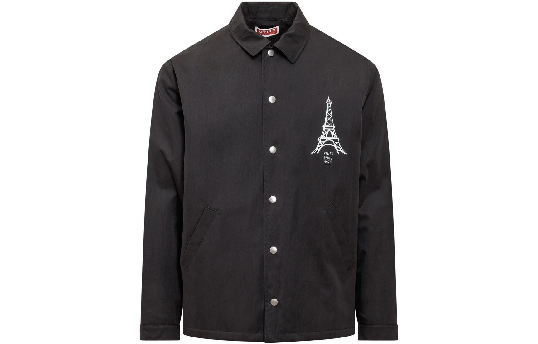 KENZO FW22 Logo Pattern Print Single-Breasted Jacket Black () FC65BL0619RI-99J