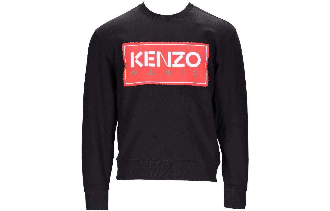 KENZO FW22 Logo Print Crewneck Pullover Sweatshirt Mens Black FD55SW4474ME-99J