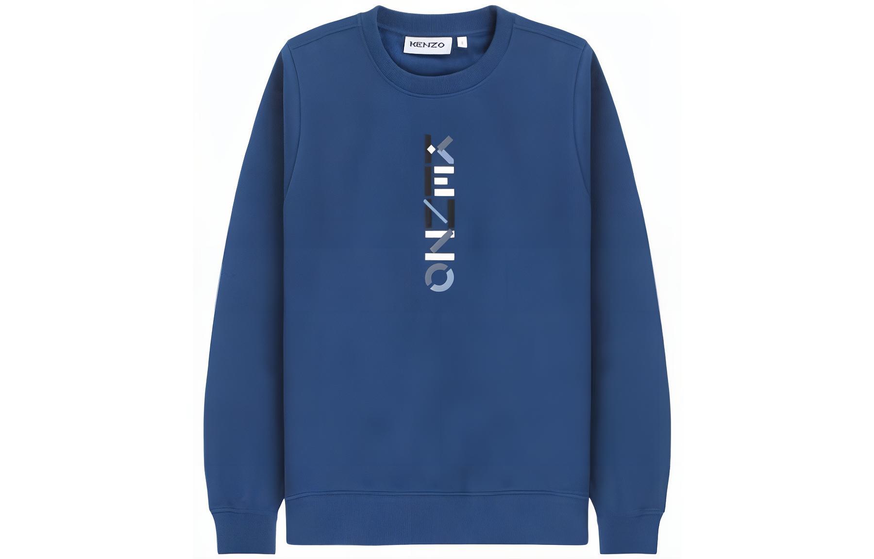KENZO FW22 Midnight Blue Letter Print Crewneck Pullover Sweatshirt Men FB65SW1244MO-77
