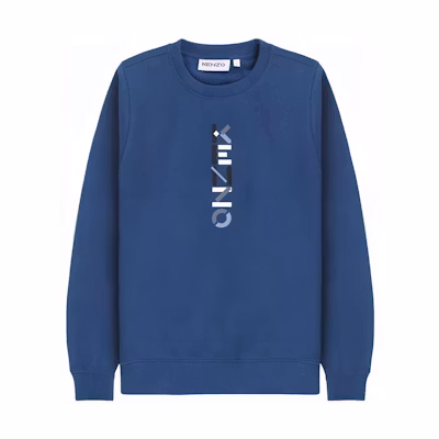 KENZO FW22 Midnight Blue Letter Print Crewneck Pullover Sweatshirt Men FB65SW1244MO-77