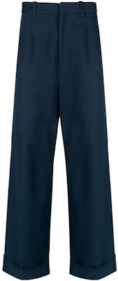 KENZO FW22 Navy Blue Logo Patch Wide-Leg Casual Pants for Men. FC65PA3709RL-77 Order KENZO FW22 Navy Blue Logo Patch Wide-Leg Casual Pants for Men. FC65PA3709RL-77