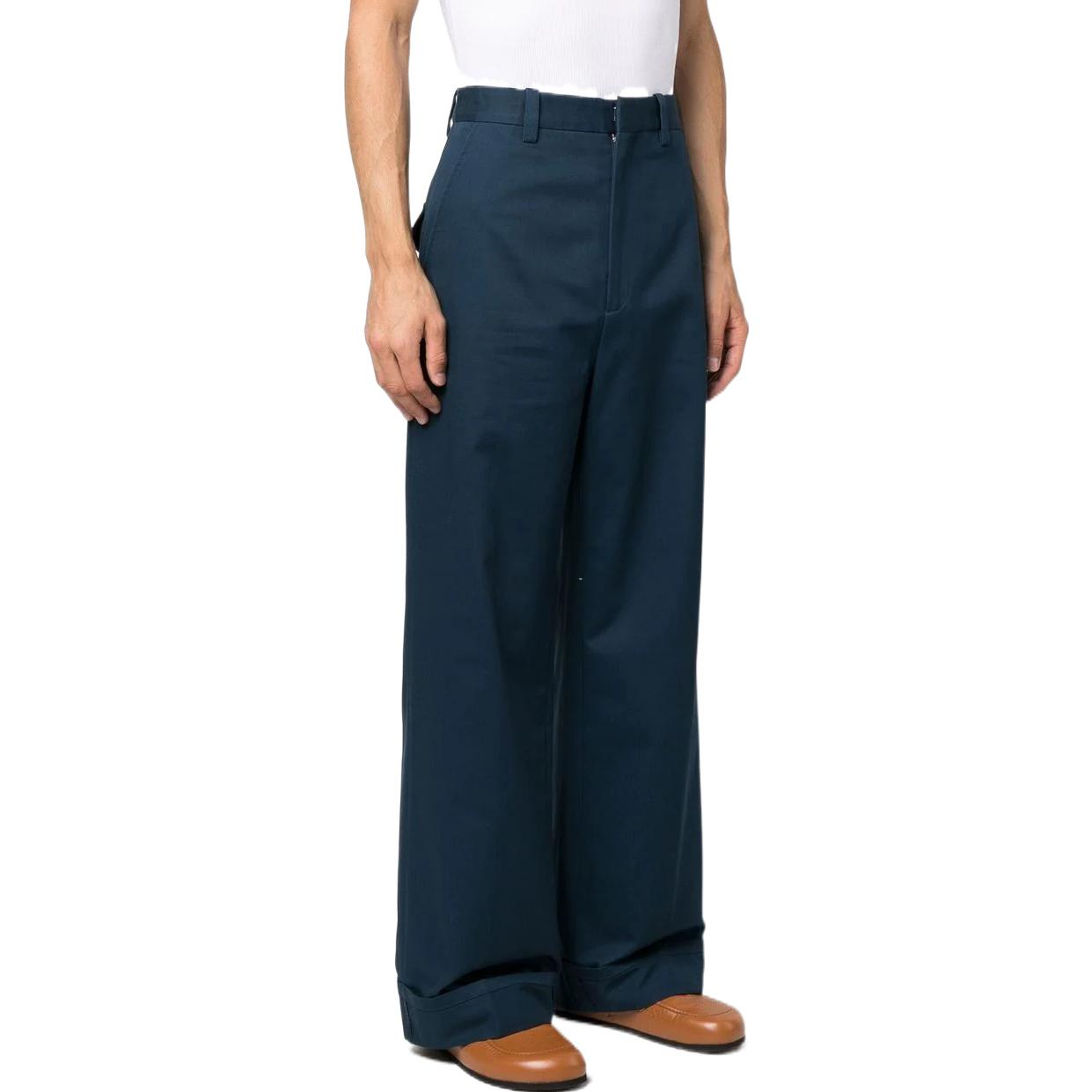 Purchase KENZO FW22 Navy Blue Logo Patch Wide-Leg Casual Pants for Men. FC65PA3709RL-77