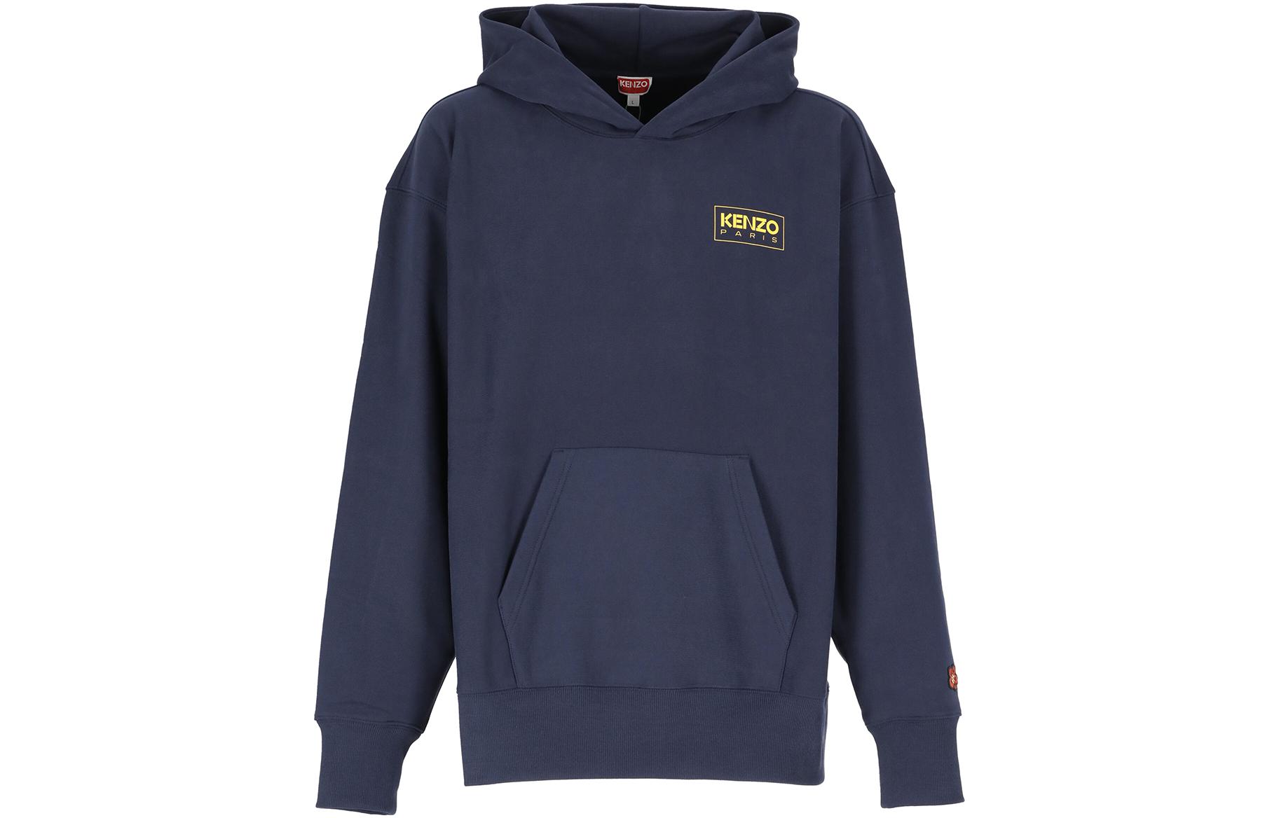 KENZO FW22 Navy Logo Print Pullover Hoodie Long Sleeve FC65SW4194MC-77