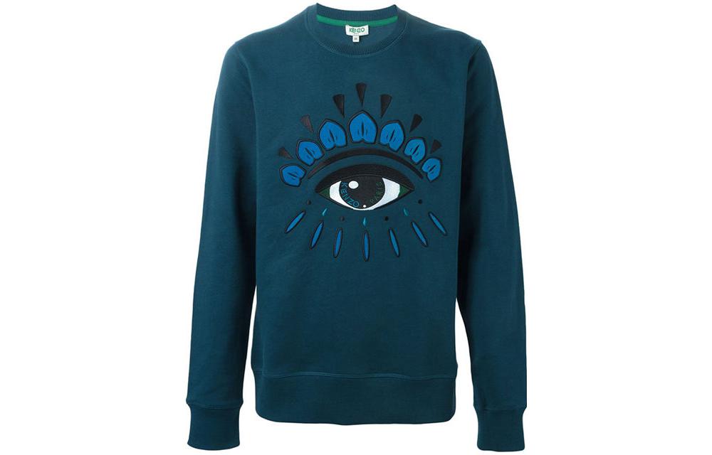 KENZO FW22 Peacock Blue Embroidered Crewneck Sweatshirt Peacock Blue F565SW0554XC-73