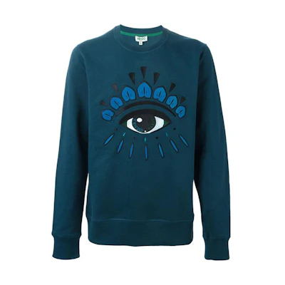 KENZO FW22 Peacock Blue Embroidered Crewneck Sweatshirt Peacock Blue F565SW0554XC-73