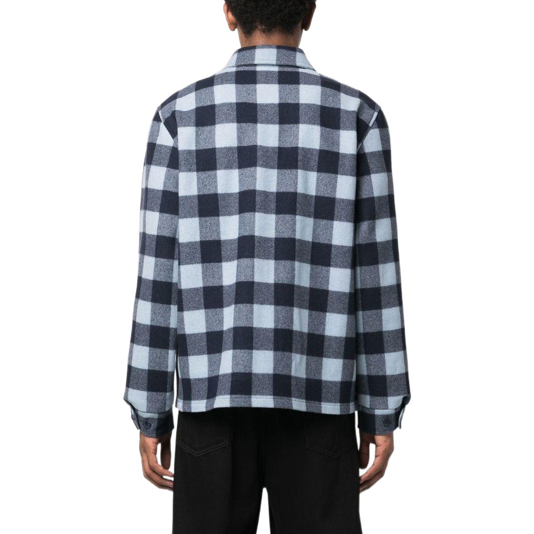 Shop 겐조 FW22 체크 로고 패치 포켓 버튼업 셔츠 스카이 블루 FC65CH5099CN-64