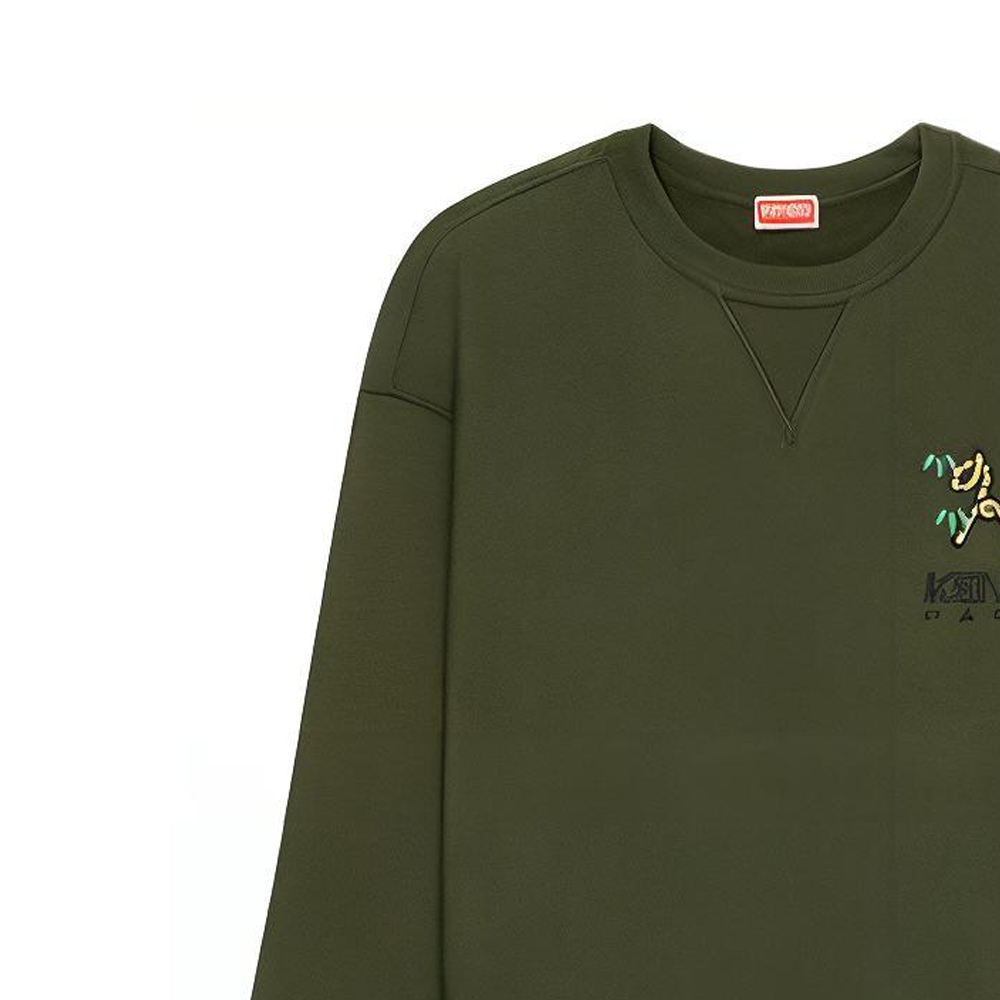 Details for KENZO FW22 Sudadera Hombre Verde Militar Estampada con Cola de Tigre Manga Larga FC65SW4214ME-51