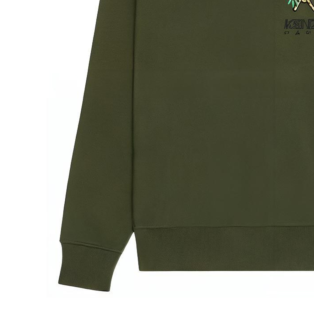 Sizing KENZO FW22 Sudadera Hombre Verde Militar Estampada con Cola de Tigre Manga Larga FC65SW4214ME-51