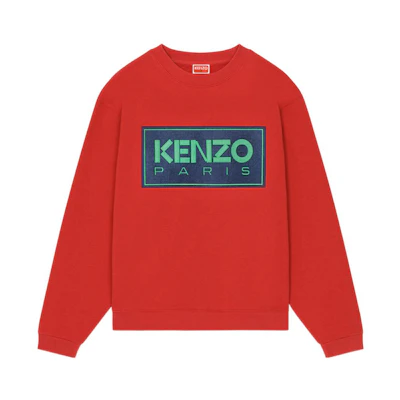 KENZO FW22 Red Logo Patch Crewneck Sweatshirt Long Sleeve Autumn Edition FC65SW4164ME-21