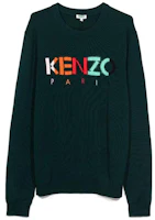 KENZO FW22 Solid Color Logo Embroidered Crewneck Sweater Dark Green PF865PU2173LC-53 KENZO FW22 Solid Color Logo Embroidered Crewneck Sweater Dark Green PF865PU2173LC-53