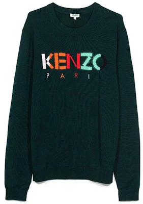 KENZO FW22 Solid Color Logo Embroidered Crewneck Sweater Dark Green PF865PU2173LC-53 Buy KENZO FW22 Solid Color Logo Embroidered Crewneck Sweater Dark Green PF865PU2173LC-53