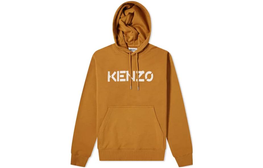 KENZO FW22 Solid Color Logo Print Hoodie Brown Long Sleeve FA65SW3004MD-13