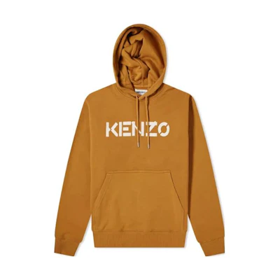 KENZO FW22 Solid Color Logo Print Hoodie Brown Long Sleeve FA65SW3004MD-13