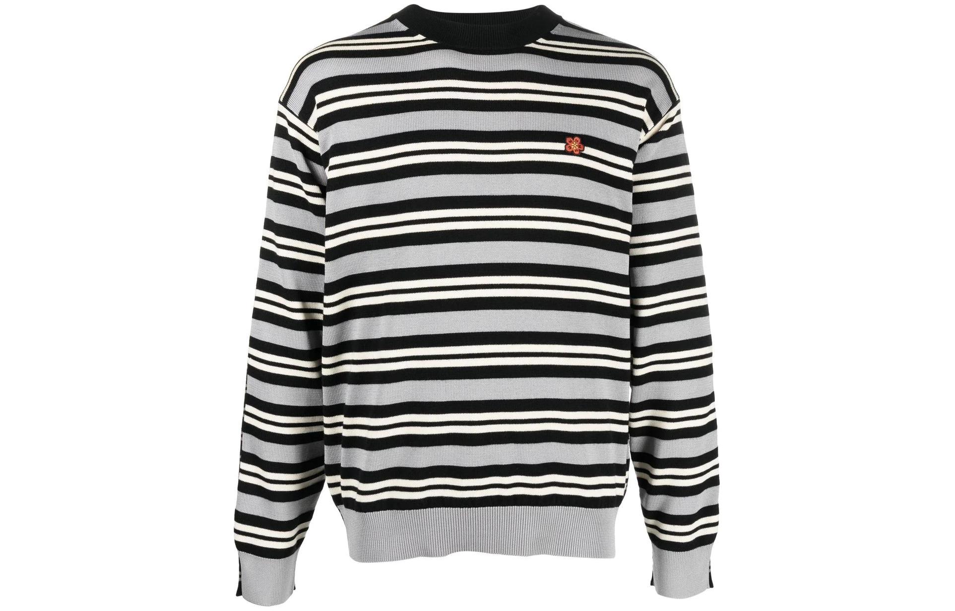 KENZO FW22 Striped Crewneck Pullover Sweater Men’s Gray FC65PU3373CC-96