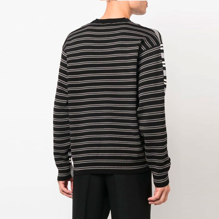 Shop KENZO 2022秋冬條紋圓領針織衫男款灰色 FC65PU3373CC-96
