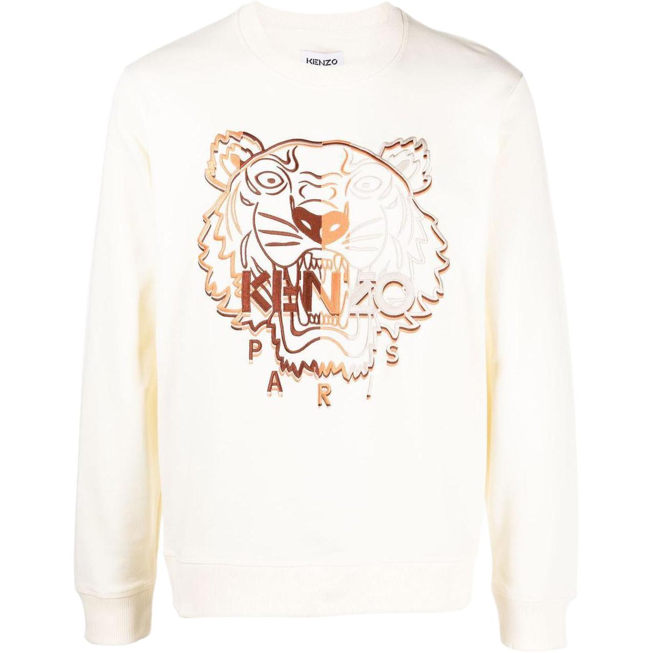 KENZO FW22 Tiger Embroidered Pullover Sweatshirt White FC65SW1414XF-04