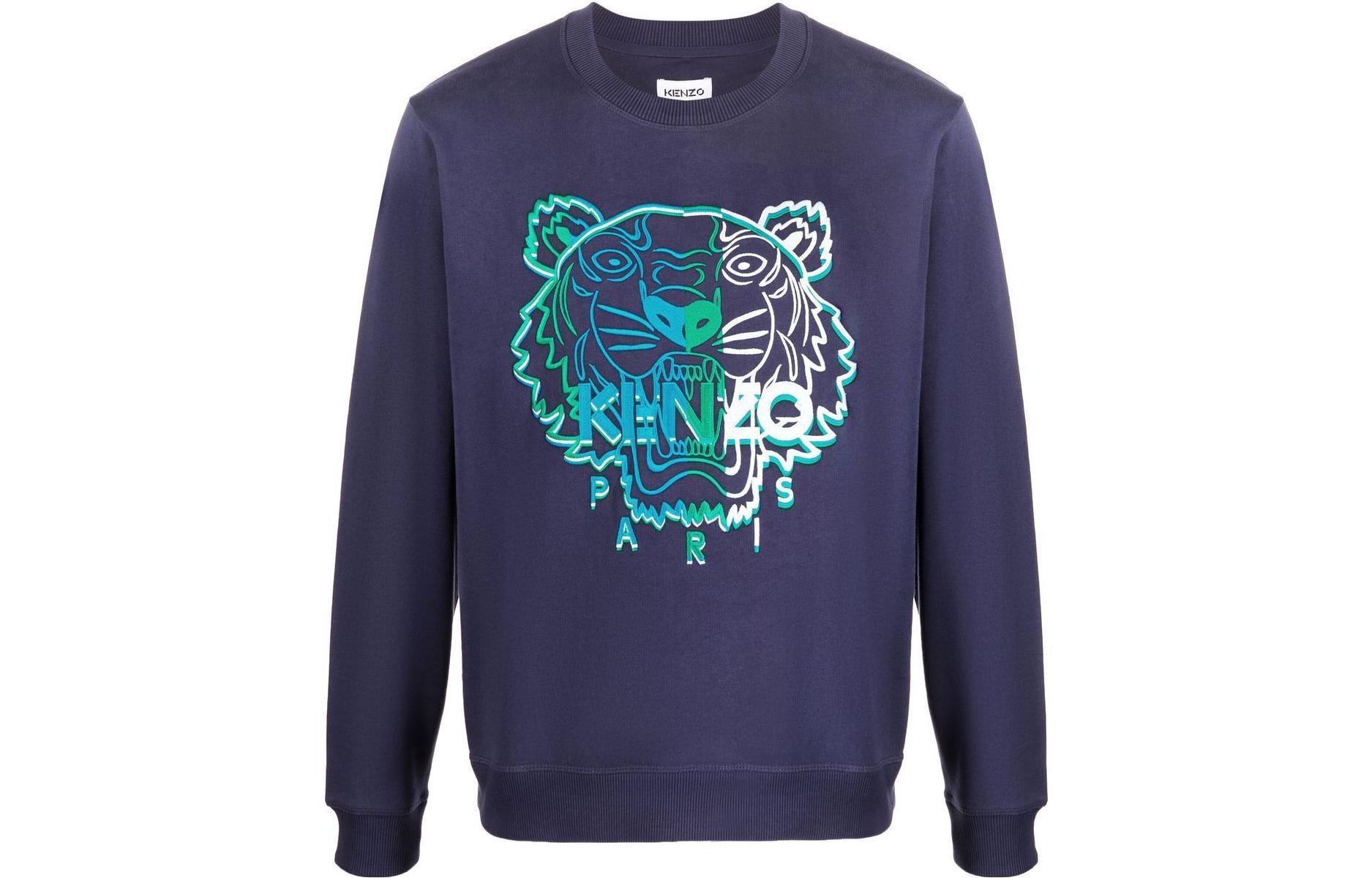 KENZO FW22 Tiger Head Embroidered Crewneck Sweatshirt Blue () FC65SW1414XF-76