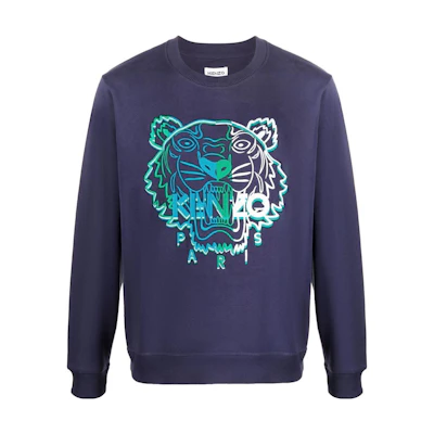 KENZO FW22 Tiger Head Embroidered Crewneck Sweatshirt Blue () FC65SW1414XF-76