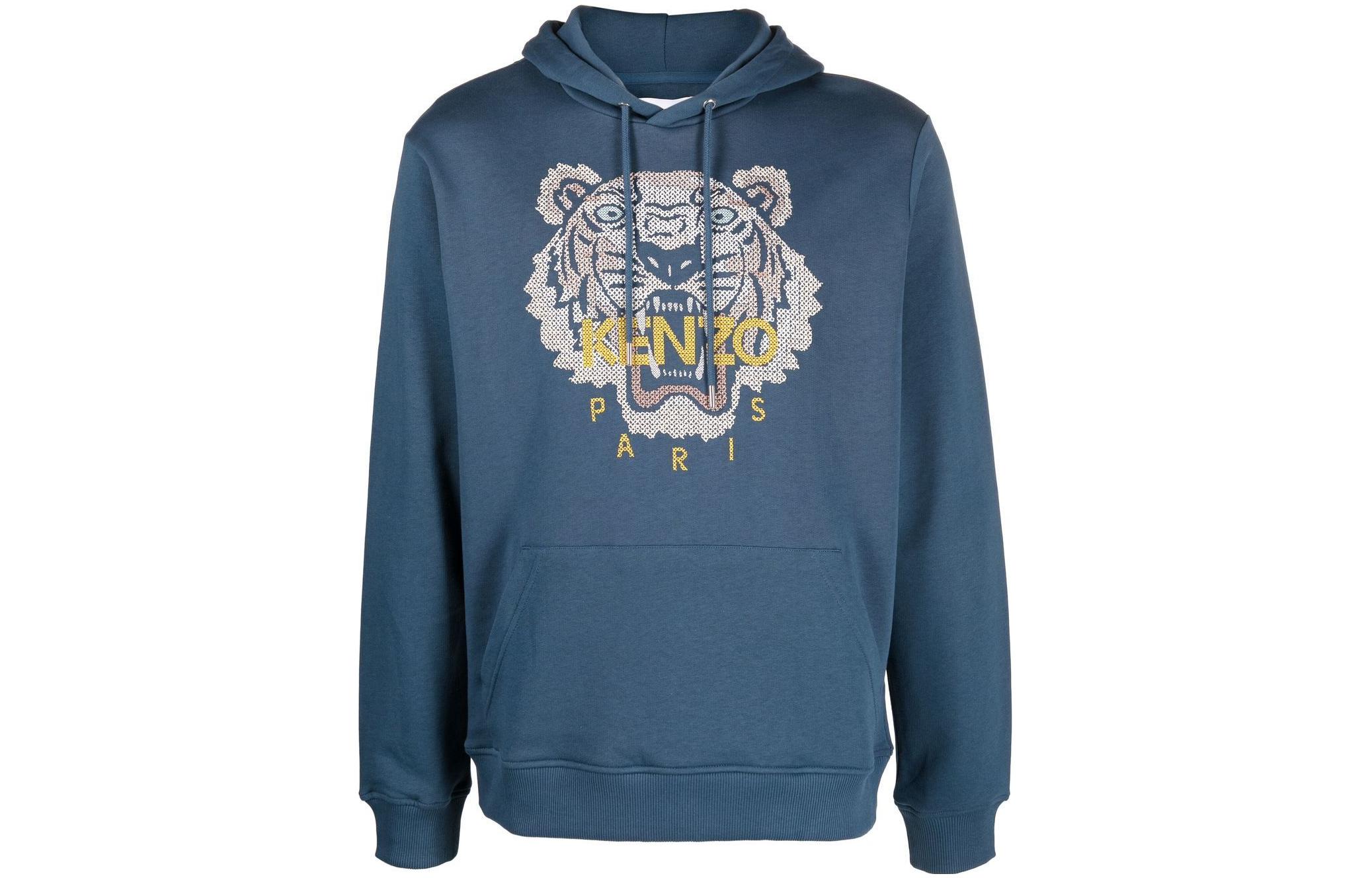 KENZO FW22 Tiger Print Logo Hoodie Navy Blue () FC65SW3414XD-72
