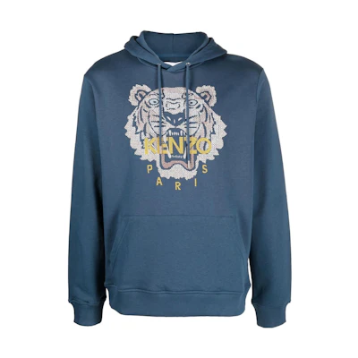 KENZO FW22 Tiger Print Logo Hoodie Navy Blue () FC65SW3414XD-72