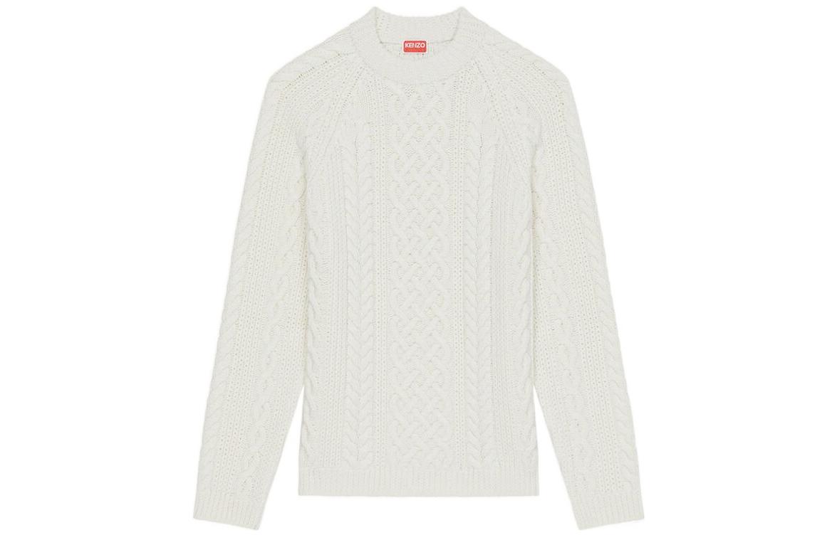 KENZO FW22 Urban Uniforms Grey-White Crewneck Knitted Wool Sweater for Men FC65PU3063AB-77 圖 2