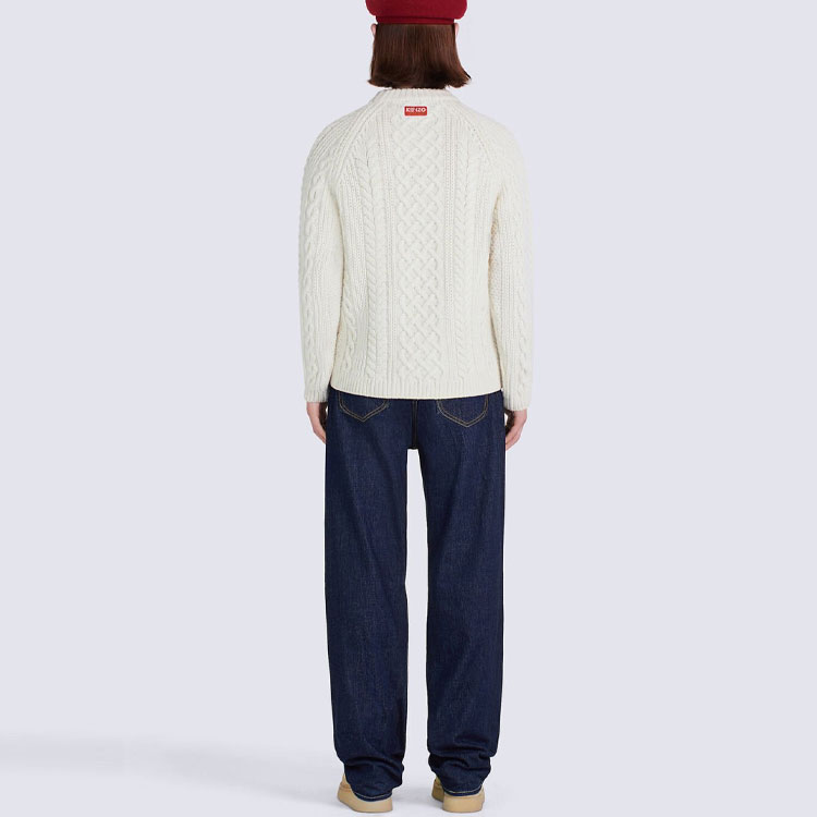 KENZO FW22 Urban Uniforms Grey-White Crewneck Knitted Wool Sweater for Men FC65PU3063AB-77 圖 4