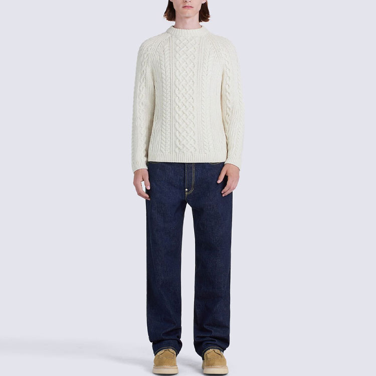 KENZO FW22 Urban Uniforms Grey-White Crewneck Knitted Wool Sweater for Men FC65PU3063AB-77 圖 6