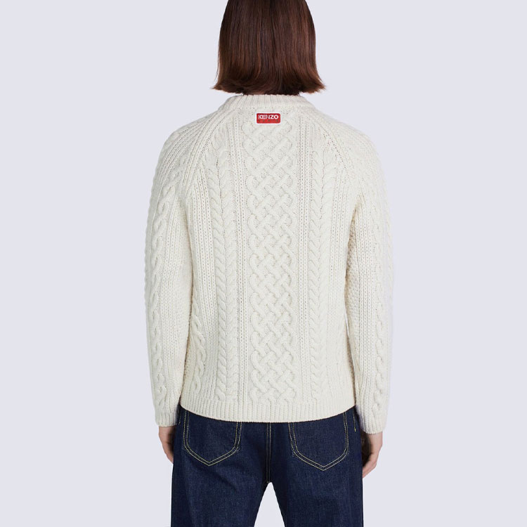 KENZO FW22 Urban Uniforms Grey-White Crewneck Knitted Wool Sweater for Men FC65PU3063AB-77 圖 7