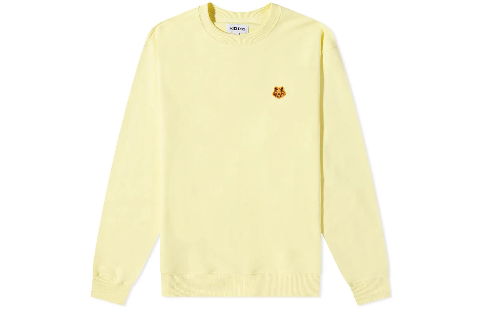 KENZO FW22 Yellow Crewneck Sweatshirt with Animal Badge and Embroidered Logo FB65SW0064ML-37
