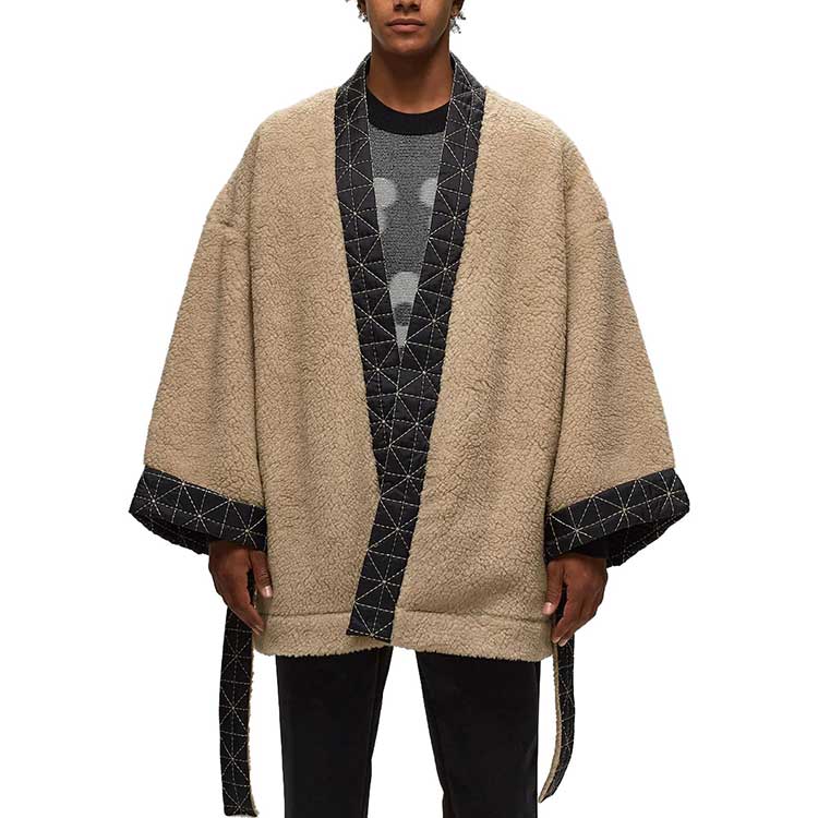 KENZO FW23  Beige Fleece Wrap Jacket with Back Logo Embroidery. FD65SW0074PB-12 圖 3