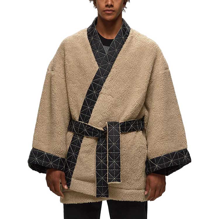 KENZO FW23  Beige Fleece Wrap Jacket with Back Logo Embroidery. FD65SW0074PB-12 圖 4