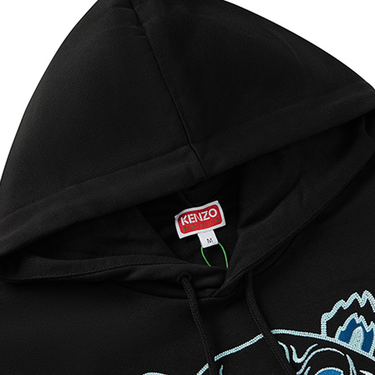 Shop KENZO FW23 黑色连帽衫 带标志和虎头刺绣. FD65SW1124MF-99J
