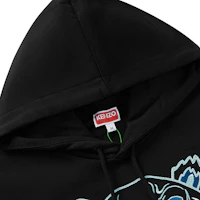 Shop KENZO FW23 Black Hoodie with Logo and Tiger Head Embroidery. FD65SW1124MF-99J