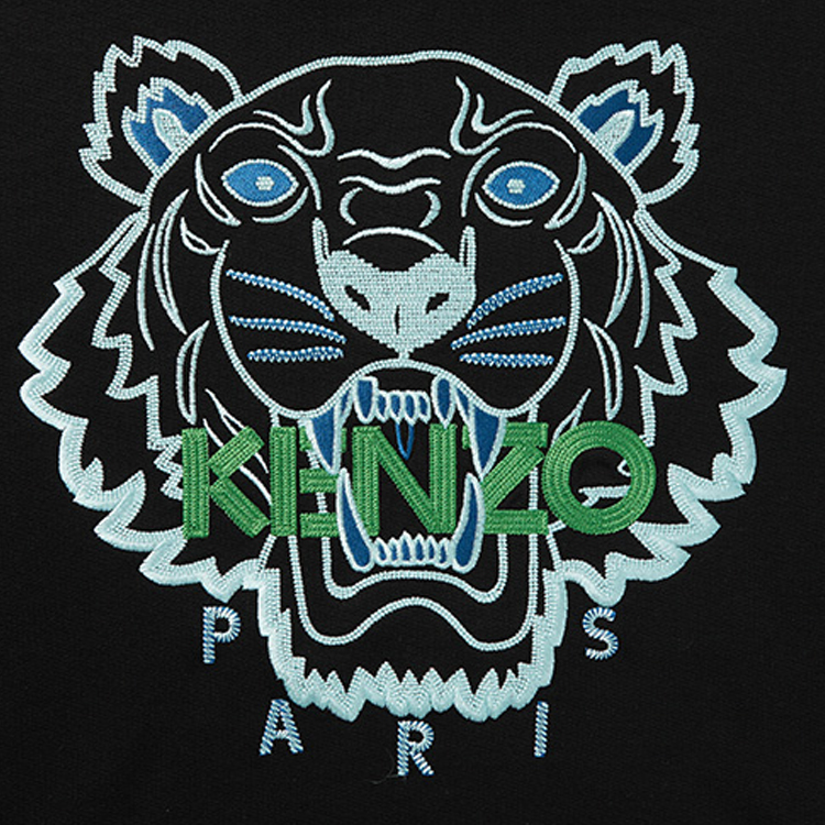 Purchase KENZO FW23 黑色连帽衫 带标志和虎头刺绣. FD65SW1124MF-99J