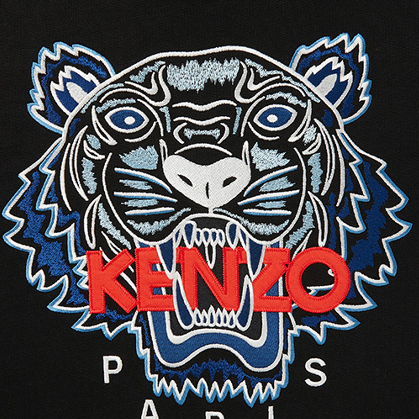 Sizing KENZO 2023秋冬黑色连帽衫虎头印花设计. FD65SW3334MF-99J